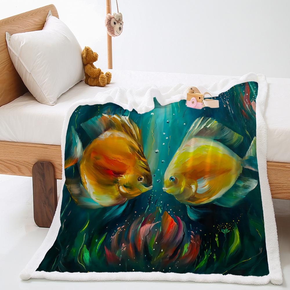 Blanket Marine Life Dolphin Lamb Fleece Crystal Fleece Blanket