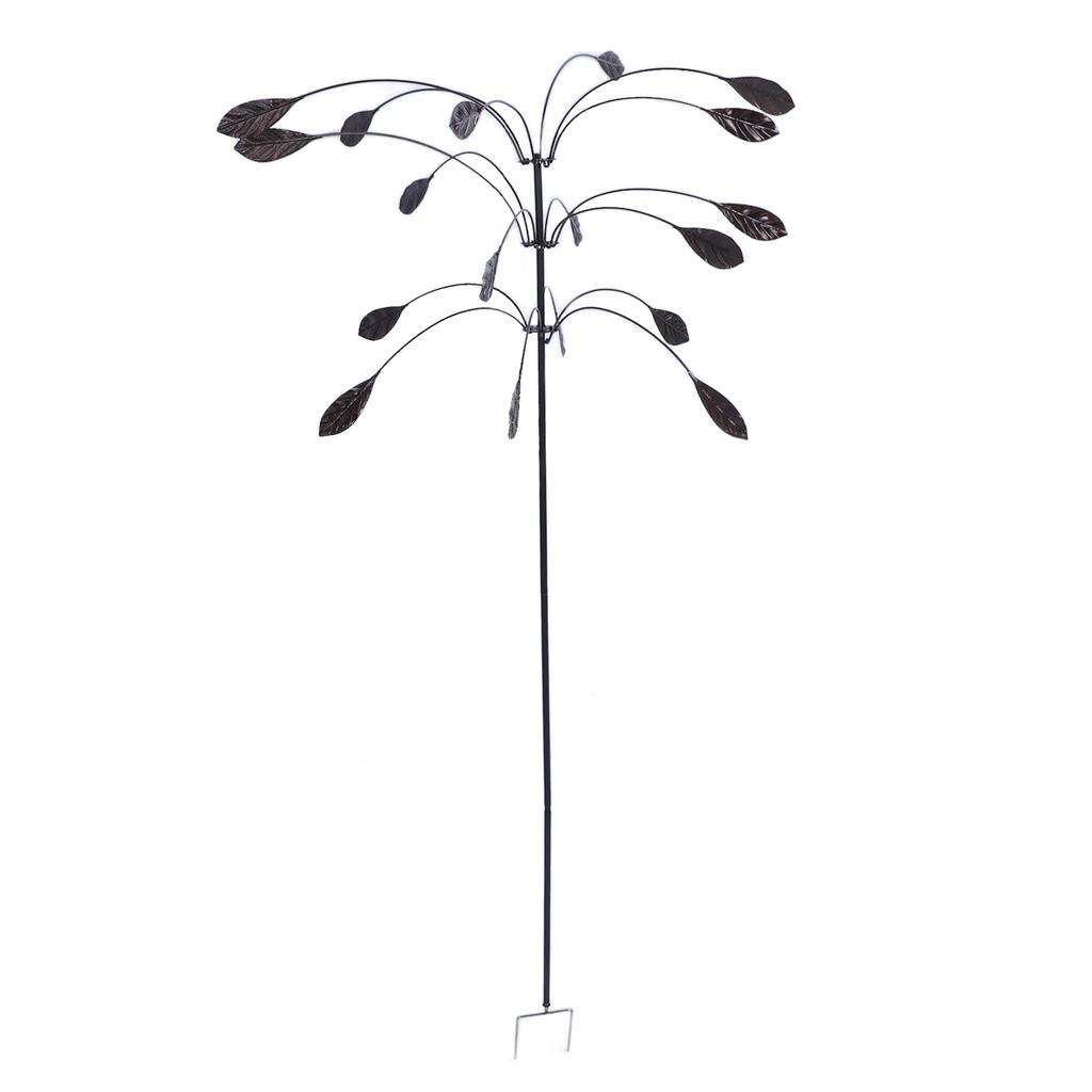 Metal Wind Spinner Wind Sculpture Rustproof Waterproof Heavy Duty Falling Foliage Kinetic Copper Triple Spinner for Outdoor Garden