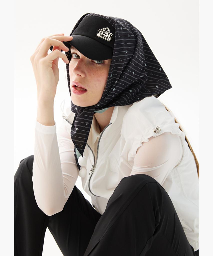 LECOQ GOLF Women'S Pom-Pom Scarf Visor Black Gr122Lcp21