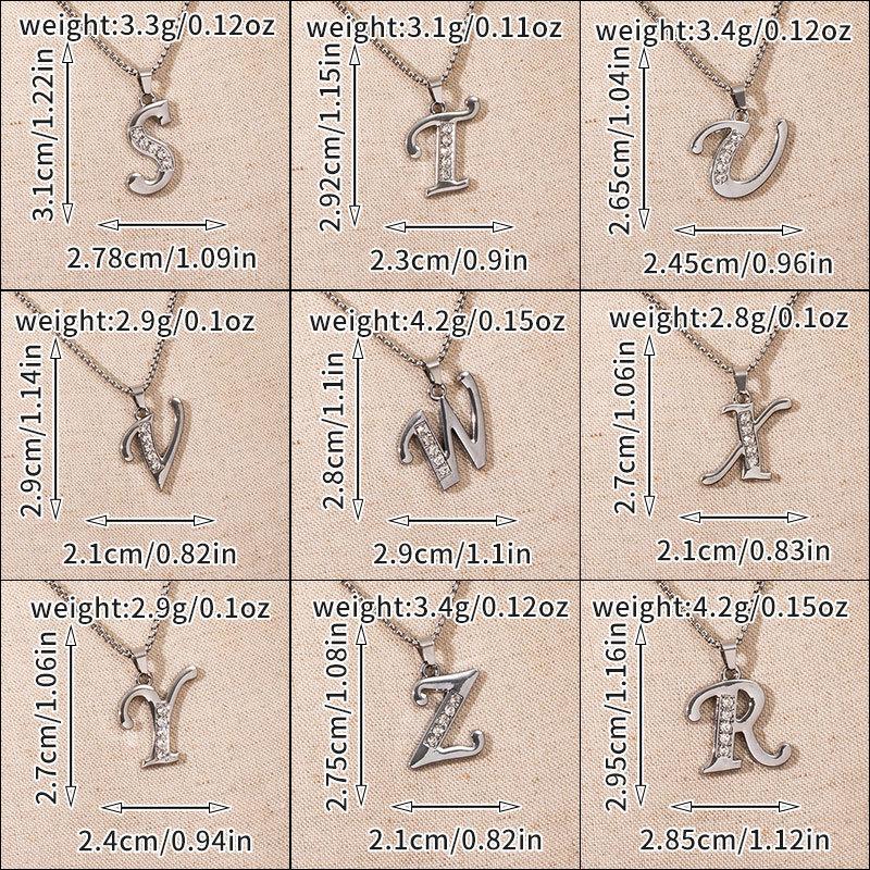 Shiny Rhinestone A-Z Letters Necklace Alphabet Initial Pendant Women Men English Letter Trendy Jewelry Gift