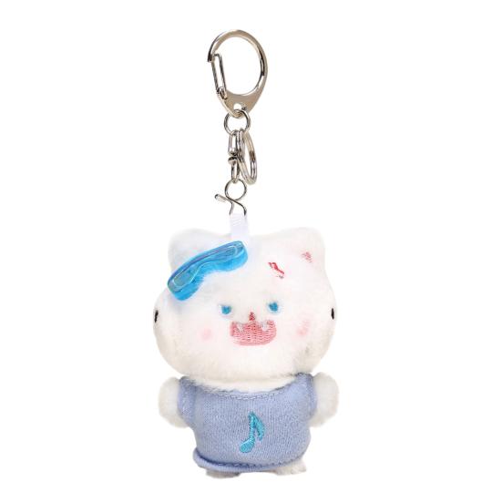 Plyschkatt Nyckelring Fylld Svart Vit Tecknad Kattunge Nyckelring Ryggsäck Skolväska Hängande Dekoration Väskhänge Plånbok Hänge