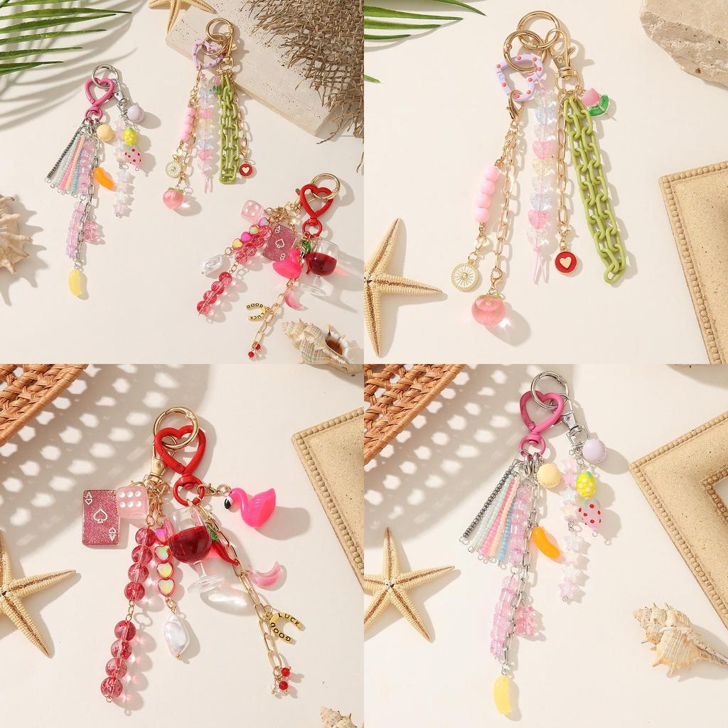 Cute Animal Keychain With Starry Heart And Water Drop Pattern For Kids And Teens