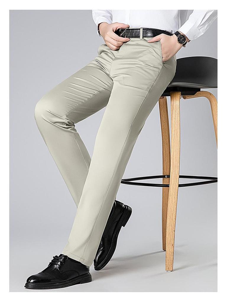 2026 Spring/Summer Men's Tencel Cotton Casual Pants – Mid-rise, Solid Color, Straight Leg, Versatile & Fashionable