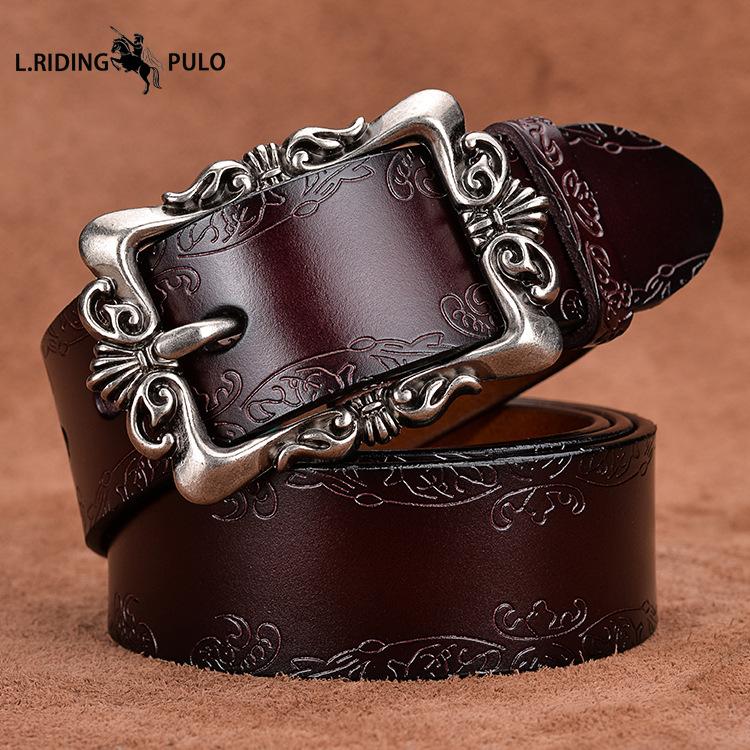 Cintura Intagliata, Cintura in Pelle, Cintura, Decorazione da Donna, Versione Coreana della Cintura per Pantaloni, Cintura Semplice da Donna con Fibbia ad Ardiglione
