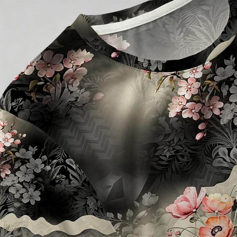 Women's Minimalist Floral Short Sleeve Top Basic & Versatile,Comfy Fabric,Ideal for Daily Wear & Shopping,Trendy Casual Top