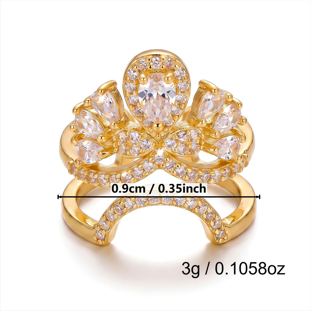 Exquisite Shiny Zircon Nail Ring for Women Romantic Geometric Flower NailCap Ring Charms Hip-Hop Punk Party Stackable Jewelry