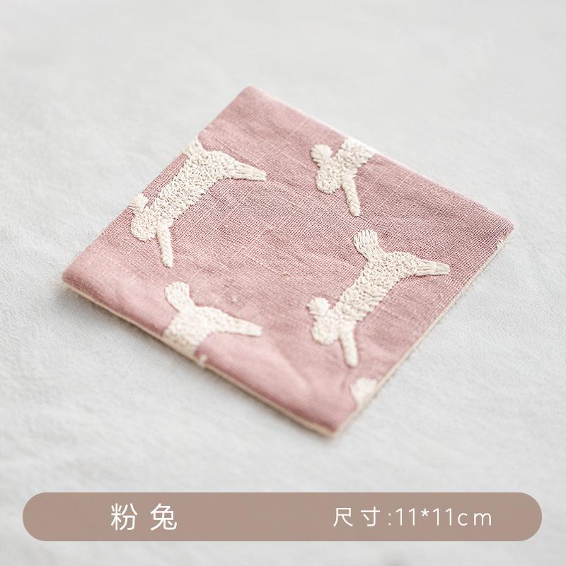 Wind embroidery coaster Fabric Christmas placemat Cross-border absorbent tea saucer Creative coffee coaster Bowl mat Insulation mat