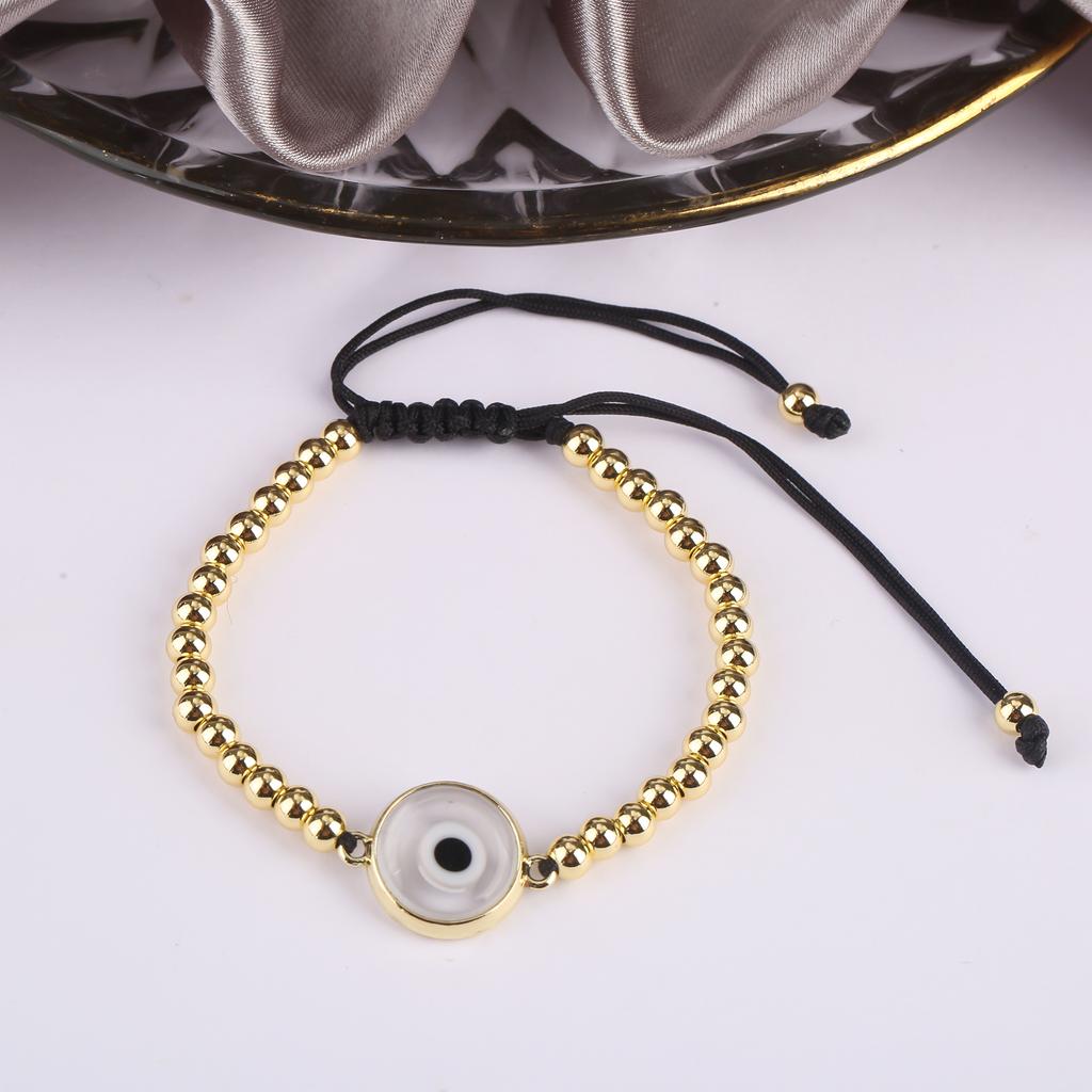 10 Colors Gold Plated Copper Beads Braided Evil Eyes Glaze Luxury Bracelet for Woman Girl Fashion Ward Off Evil Zircon