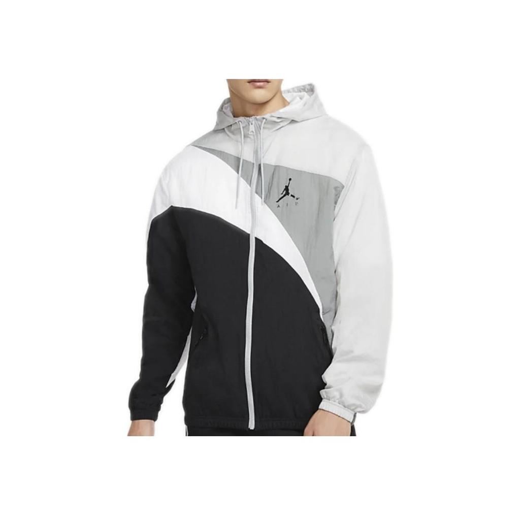 Jordan Jumpman Wave Asymmetrical Logo Patchwork Woven Jacket Men Jacket Black Gray CK6867-077