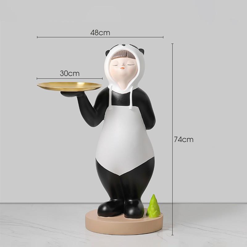 Creative Design Panda Girl Floor Ornament Large Pallet Storage Living Room Nice Entrance Home Decoration Home Relocation New House Gift