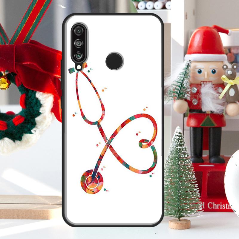 Cute Stethoscope Heart For Huawei Nova 9 10 SE 11 Pro Y60 Y70 Y90 Y61 Y91 Y72 Y73 12i 11i 8i P20 P30 P40 Lite Case