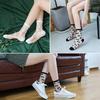 Women Ladies Spring Thin Classic Boat Socks Summer Breathable Plaid Stripes Dots Transparent Women Crystal Silk Japanese Socks