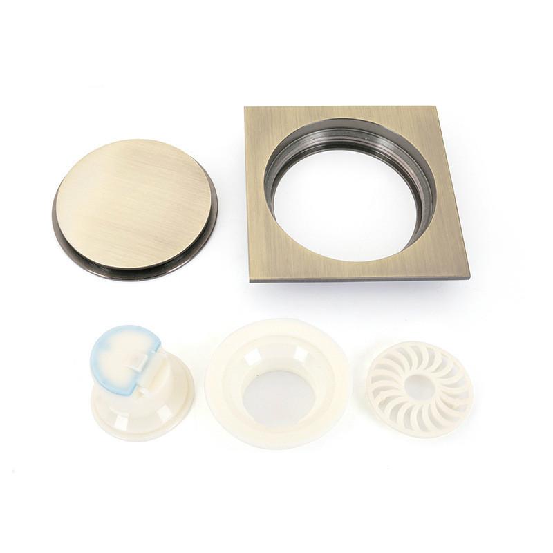 10x10cm Floor Drain Brass Square Pop-up Floor Drain Floor Cover Shower Room Push Down Deodorant Bathtub Shower Drain