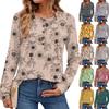 Damen Modisches Vintage Floral Print Rundhals Langarm Oberteil