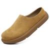 British Style Casual Leather Thick Bottom Slippers Homes In Indoor Slipper Flat Designer Non-Slip Casual Half Drag Shoes