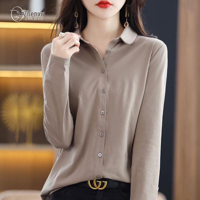 Women s Pure Cotton Polo Long Sleeve Shirt XXL