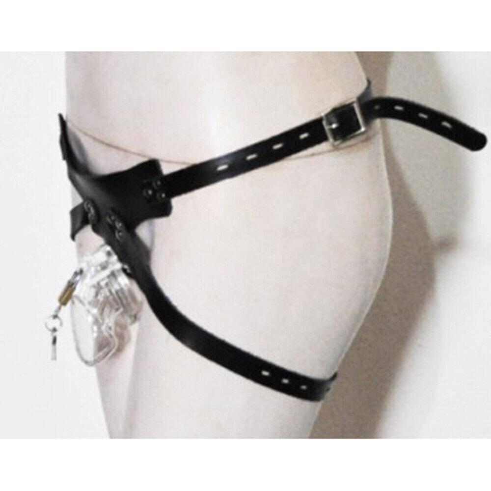 Cusca de castitate din plastic cu blocare pentru bărbați, lenjerie intimă chiloți din piele PU, centură anti-evadare, constrângere gay, jucării sexuale pentru bărbați gay