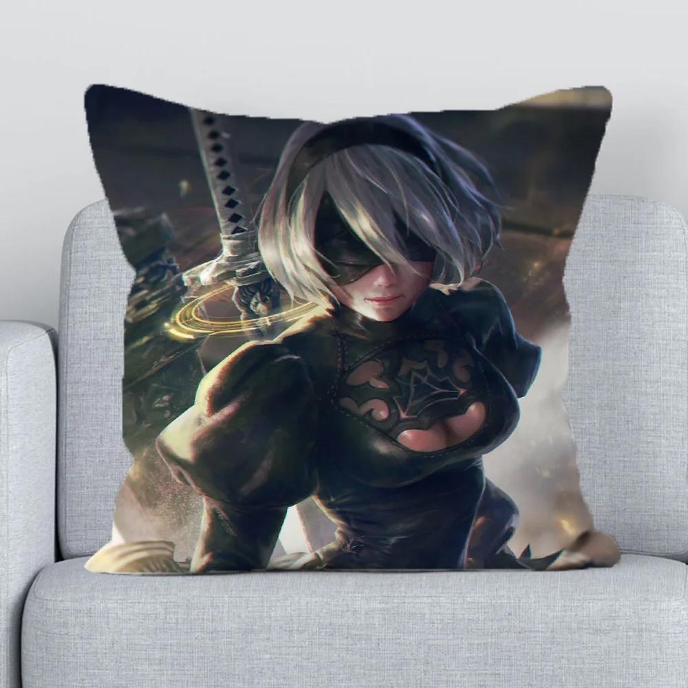 Nier Pillow Hugs Covers for Bed Pillows Cushion Cover 45x45 Short Plush Decorative Pillowcase Lounge Chairs Fall Decor Sofa Body