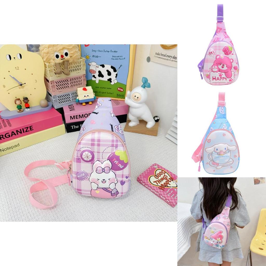 Kuromi Kids Cartoon Chest Bag With Polyester Material For Daily School Use