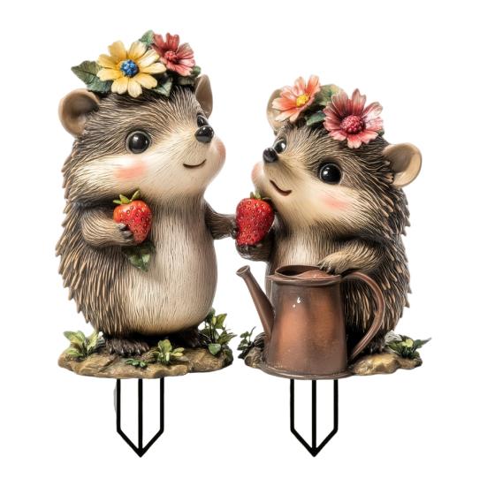Cartoon Hedgehog Garden Stake Decoration, 2D Acrylic Animal Yard Sign, Outdoor Courtyard Lawn Pathway Animal Shape Ornament