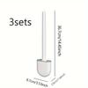 1/3 set of toilet brush and bracket set, circular grip detachable handle, wall mounted silicone toilet brush