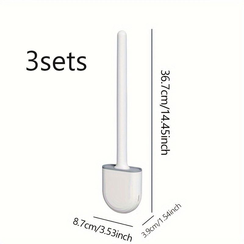 1/3 set of toilet brush and bracket set, circular grip detachable handle, wall mounted silicone toilet brush