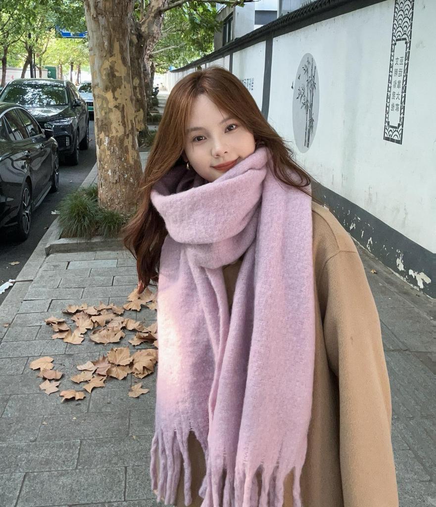 Plaid Korean-Style Women's Winter Scarf - Warm Imitation Cashmere Snood