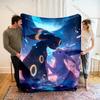 Japanese Games Umbreon and Sylveon Print Cartoon Blanket Flannel Fluffy Soft Blanket for Adult Kids Plush Sofa Bed Car Camping