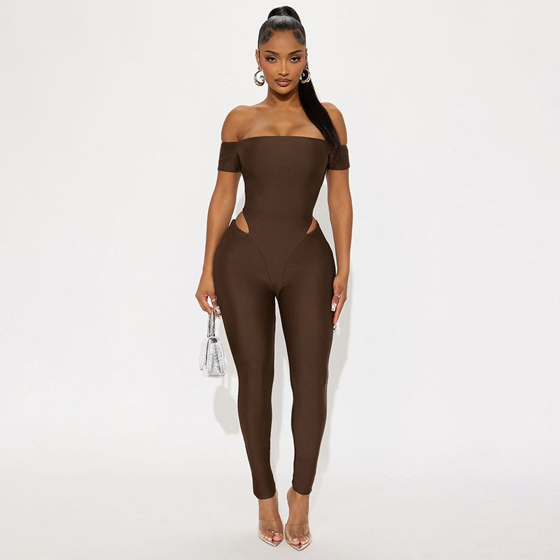 J25Jp432 Cross-Border European and American Amazon 2025 New Women's Fashion Hot Girl Style Solid Color One-Shoulder Jumpsuit