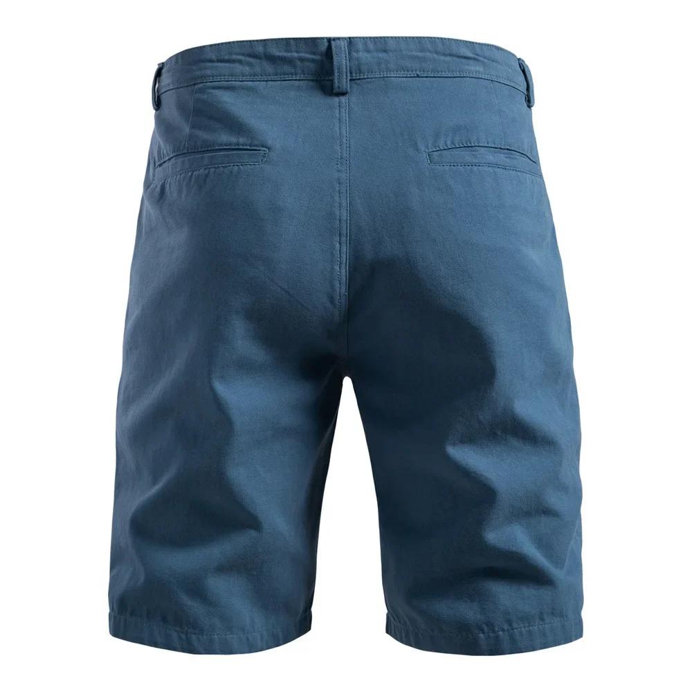 Summer Men's Cotton Casual Shorts Straight Knee Length Short Pants Solid Color Cargo Shorts Men