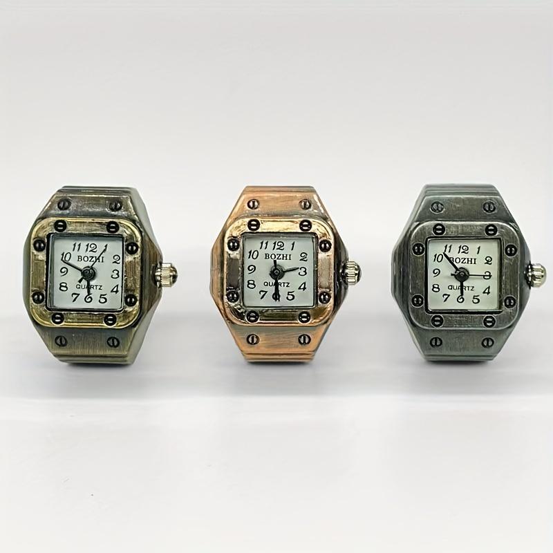 1PC square retro vintage vintage timepiece finger watch, antique copper high-end quartz ring watch