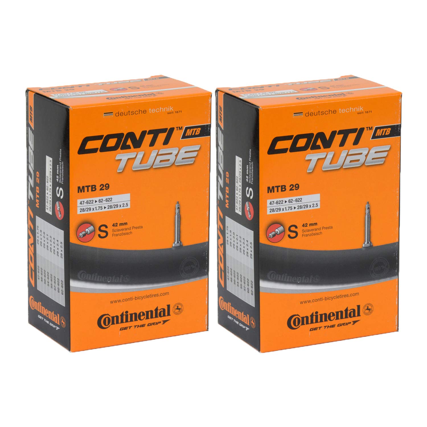 

Set of two Continental 42mm Presta Tubes for MTB 29-inch (S42) [Used]