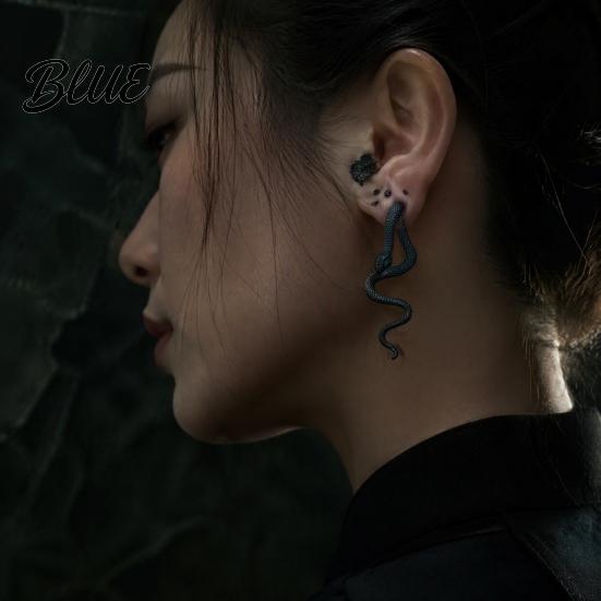 Creative Jewelry Gifts for Her 1 Pair Vintage Gothic Snake Earrings Retro Punk Front Back Ear Accessories Stud Serpent Halloween Animal Statement