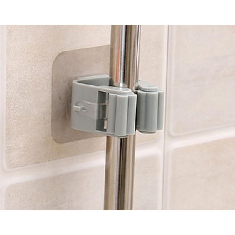 Non-trace Mop Clamp Non-punch Hanging Broom Rack Mop Clamp Hook Non-trace Bathroom Wall Shelf Mop
