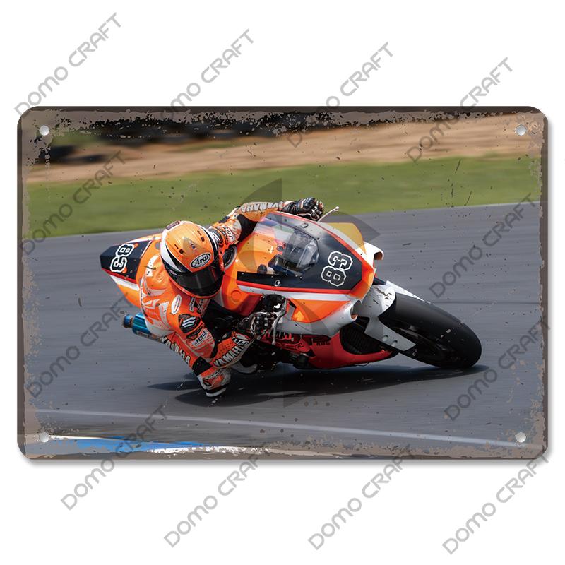 Motorcycle Racing Poster Vintage Metal Plate Racer Athlete Metal Tin Signs Retro Wall Decor Club Pub Bar Man Cave