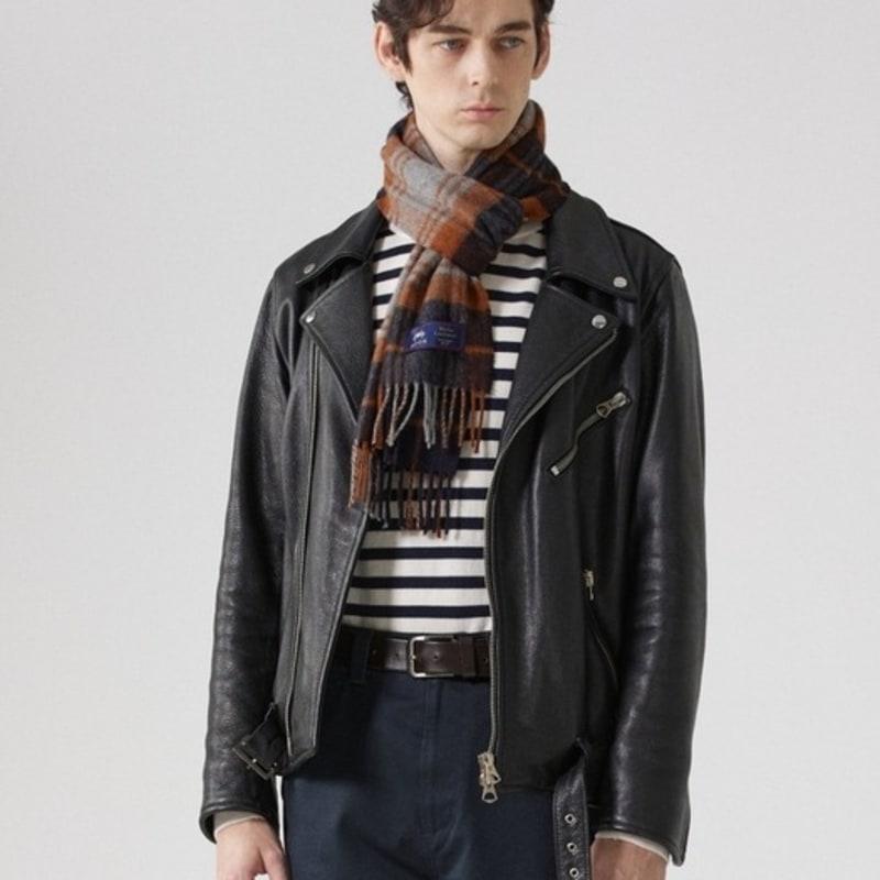 ABRAHAM MOON Merino Wool Muffler 25cm - Brigade Navy Rust