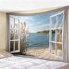 Window View Tapestry Wall Hanging, Scenic Nature Landscape Backdrop, Artificial Window Wall Decor for Bedroom Living Room