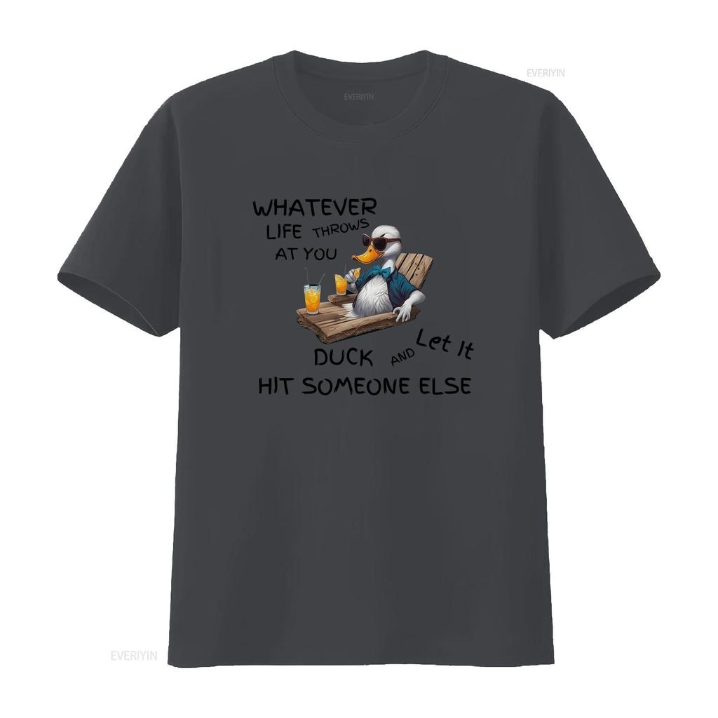 Motivational Funny Duck T Shirt Whatever Life Throws At You Let It And Hit Someone Else Inspirational Apparel For Kids vintage