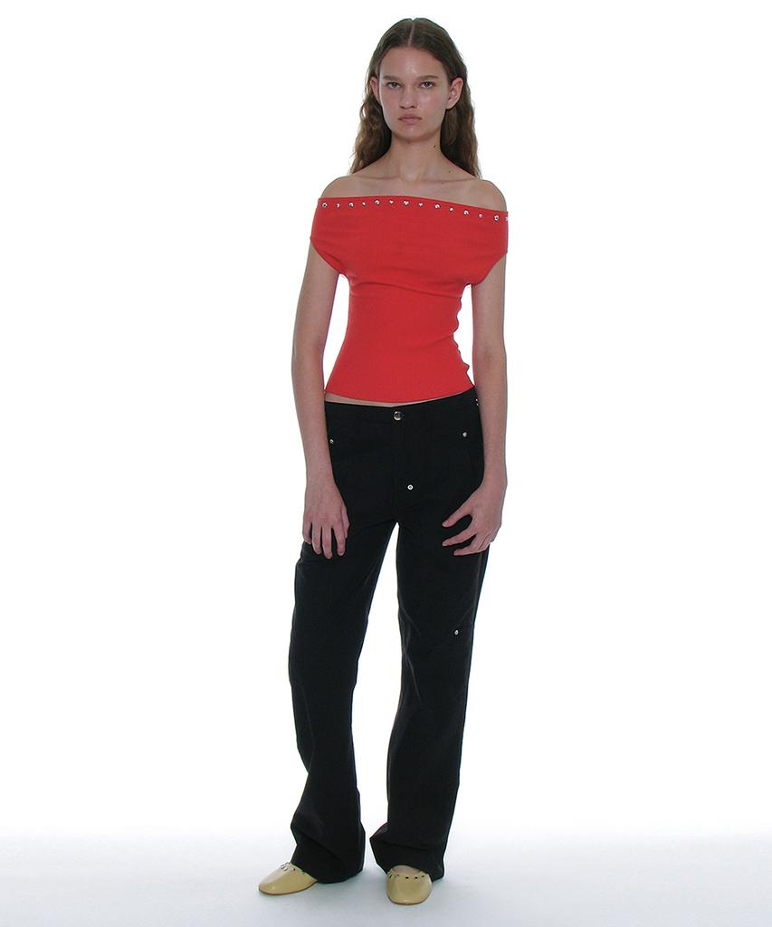 PARTIMENTO WOMEN Low-Rise Pocket Pointed Pants_Black