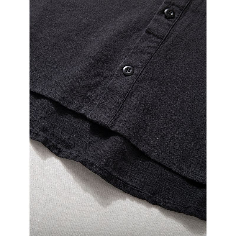Ramie Shirt Men Short Sleeve Summer Thin Old Money Style Loose Half Sleeve Japanese-Style Retro Straight Smooth Loose Shirt