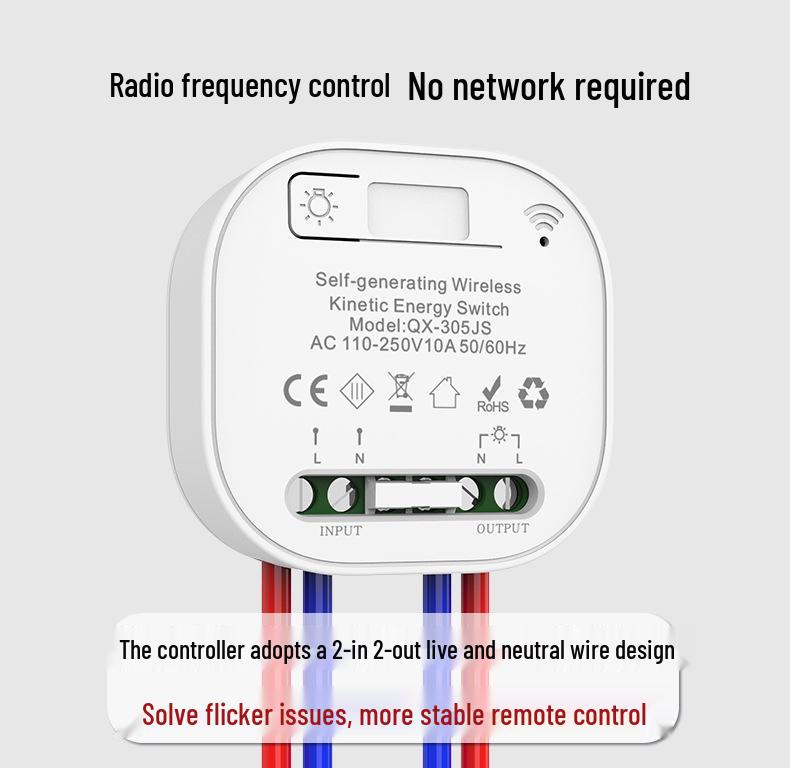 Battery-free, Waterproof, Self-powered Smart Switch; Wireless and Adhesive, Remote Control for Easy Household Use.
