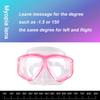 -1.5 To -8.5 Myopia Adults Silicone HD Clear Anti Fog Diving Eyewear Masks Custom For Left Right Eyes Different Degrees