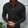 Herren Herbst- und Winter-Casual-Stepp-Langarm-Halb-Zip-POLO-Stehkragen-Oberteil