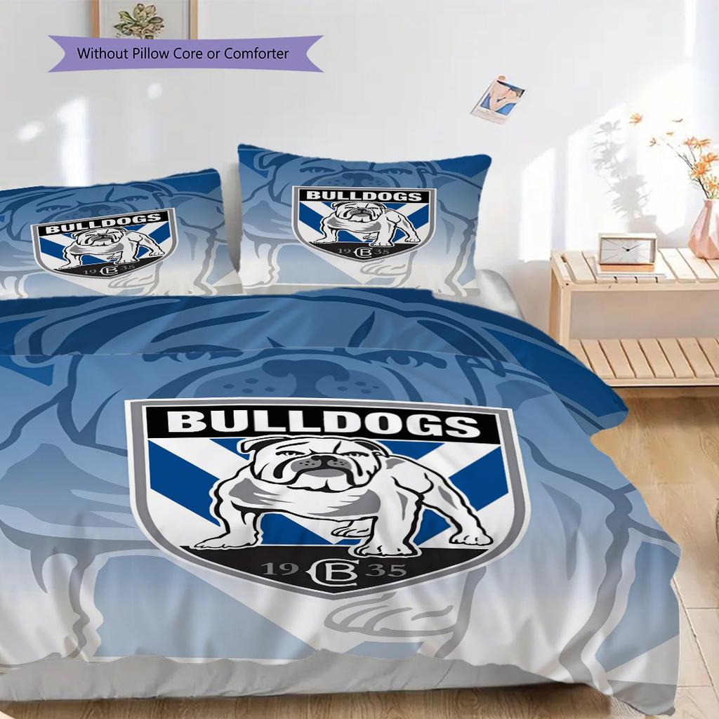 Canterbury Bulldogs Muster Bettwäsche Steppdecke Set Bettbezug Kissenbezug Heimdekoration Geburtstagsgeschenk (1 Bettbezug + 2 Kissenbezüge, ohne Füllung)