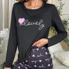 Women Plaids Patterned Loungewear 2 Pieces Outfits Long Sleeve Pajamas Tops and Long Pants Summer Sleepwear Nightwear