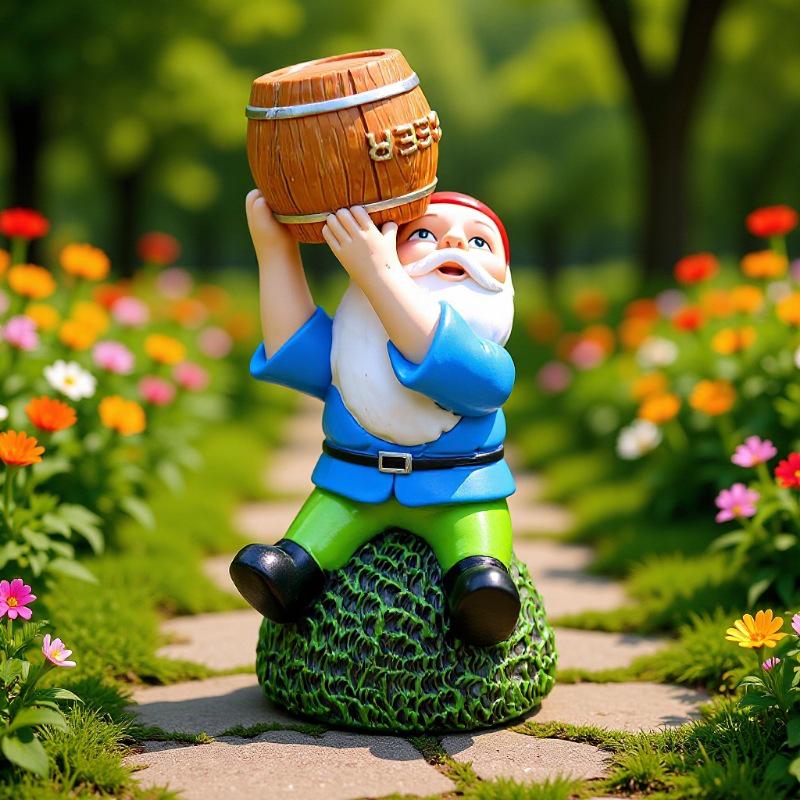

Resin Garden Ornament: Drunken Gnome with Bucket
