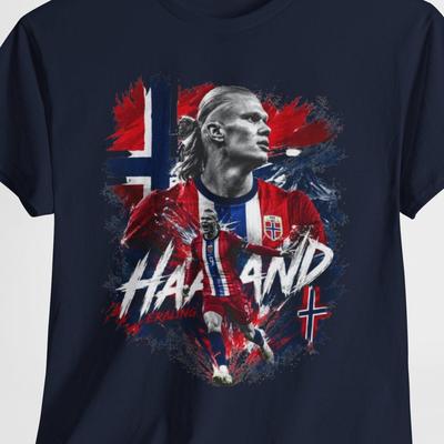 Koszulka Erling Haaland, KOSZULKA, Norwegia, Odzież SPORT Piłka nożna, Prezent, Styl Grunge Graficzny