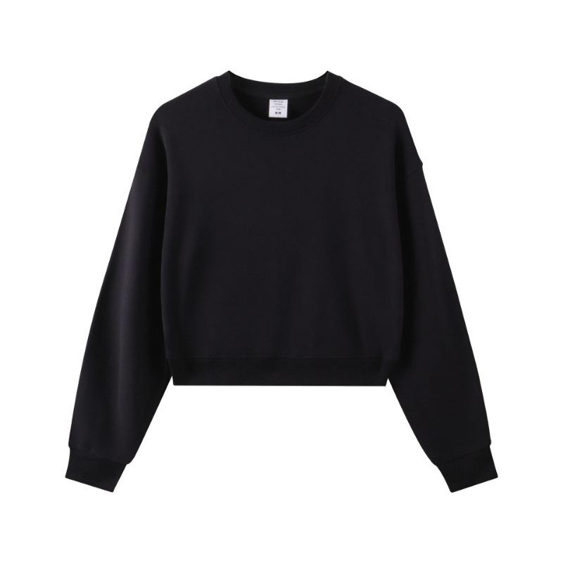 

3 Women s short crew neck sweater autumn and winter fashionable and simple casual inner leaking navel long-sleeved sweater XL чёрный