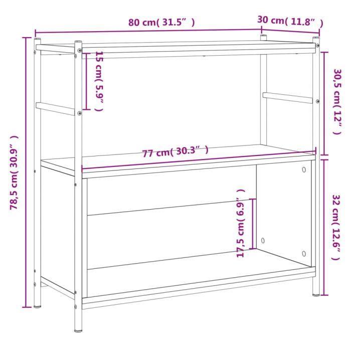VidaXL Bookcase Black 80x30x78.5 Cm Engineered Wood and Iron 832793
