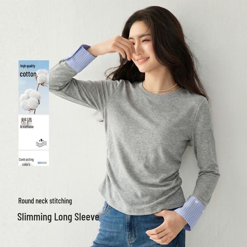 Women s Patchwork Sleeve Color Block T-Shirt M